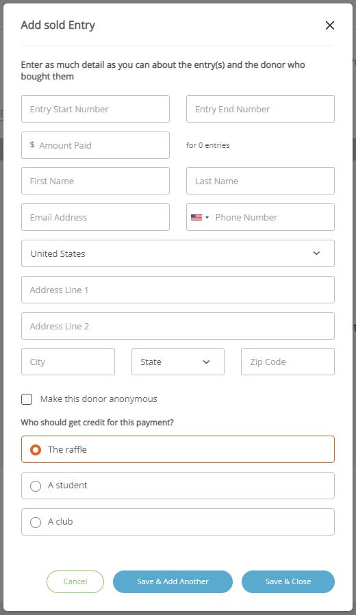 Add Physical Raffle Entries to Your Raffle Website